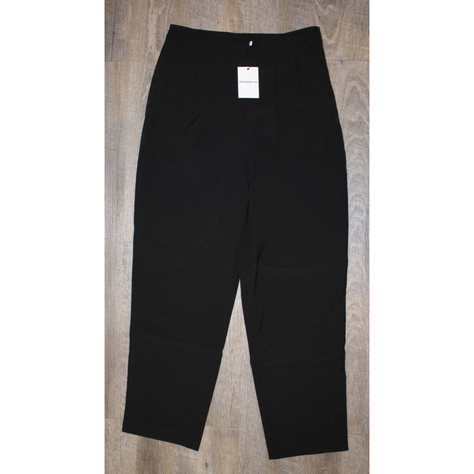 Generation Love Ellen Tuxedo Crepe Pants Pleated Front Trousers Black 8 Nwt $248 — image 3 of 5